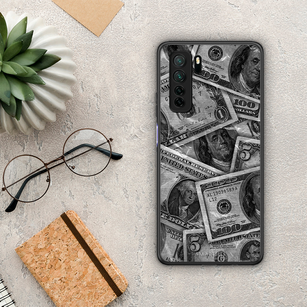 Θήκη Huawei P40 Lite 5G Money Dollars από τη Smartfits με σχέδιο στο πίσω μέρος και μαύρο περίβλημα | Huawei P40 Lite 5G Money Dollars Case with Colorful Back and Black Bezels