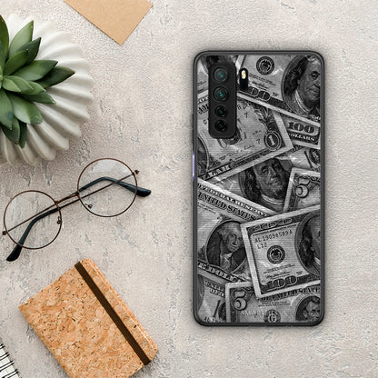 Θήκη Huawei P40 Lite 5G Money Dollars από τη Smartfits με σχέδιο στο πίσω μέρος και μαύρο περίβλημα | Huawei P40 Lite 5G Money Dollars Case with Colorful Back and Black Bezels