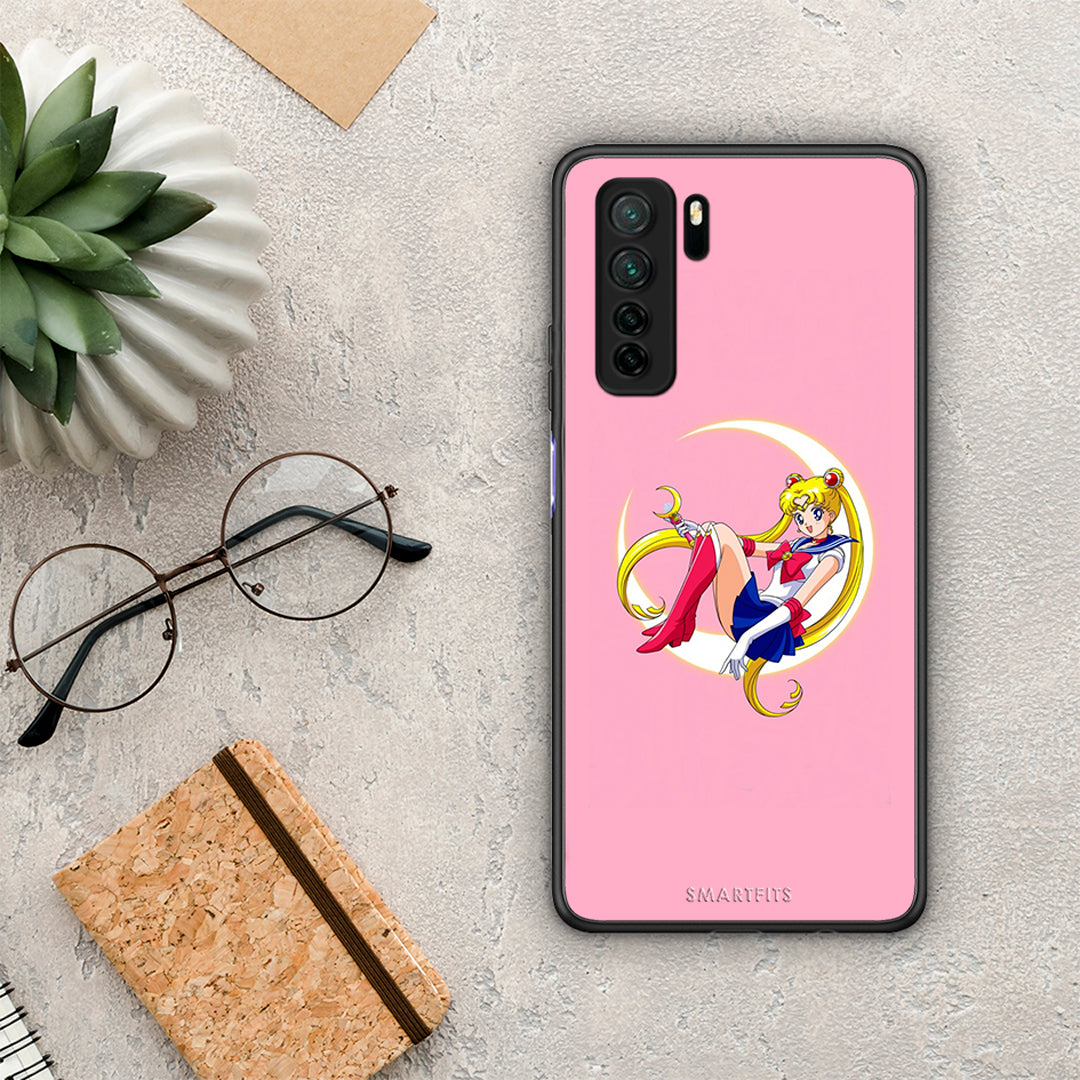 Θήκη Huawei P40 Lite 5G Moon Girl από τη Smartfits με σχέδιο στο πίσω μέρος και μαύρο περίβλημα | Huawei P40 Lite 5G Moon Girl Case with Colorful Back and Black Bezels