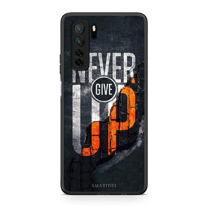 Θήκη Huawei P40 Lite 5G Never Give Up από τη Smartfits με σχέδιο στο πίσω μέρος και μαύρο περίβλημα | Huawei P40 Lite 5G Never Give Up Case with Colorful Back and Black Bezels