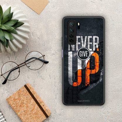 Θήκη Huawei P40 Lite 5G Never Give Up από τη Smartfits με σχέδιο στο πίσω μέρος και μαύρο περίβλημα | Huawei P40 Lite 5G Never Give Up Case with Colorful Back and Black Bezels