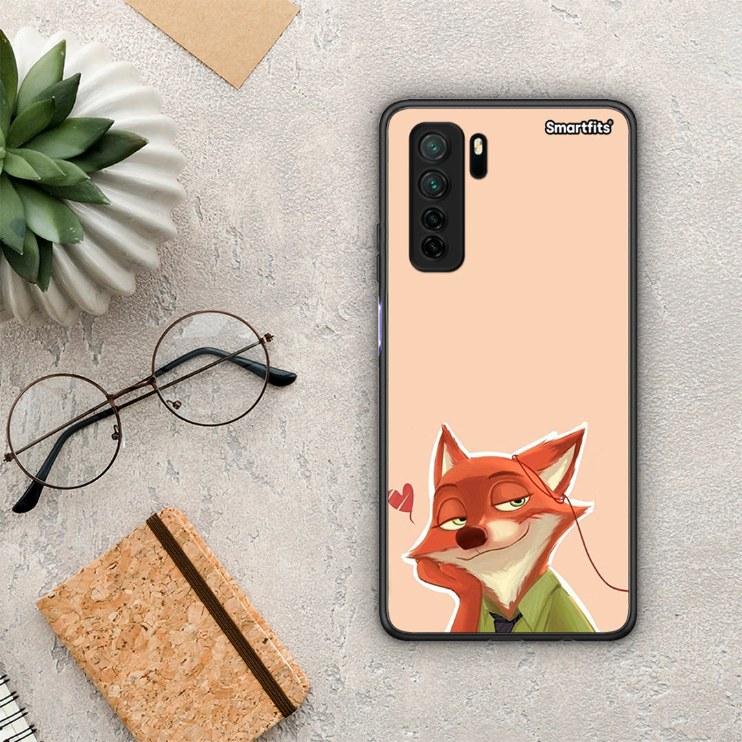 Θήκη Huawei P40 Lite 5G Nick Wilde And Judy Hopps Love 1 από τη Smartfits με σχέδιο στο πίσω μέρος και μαύρο περίβλημα | Huawei P40 Lite 5G Nick Wilde And Judy Hopps Love 1 Case with Colorful Back and Black Bezels