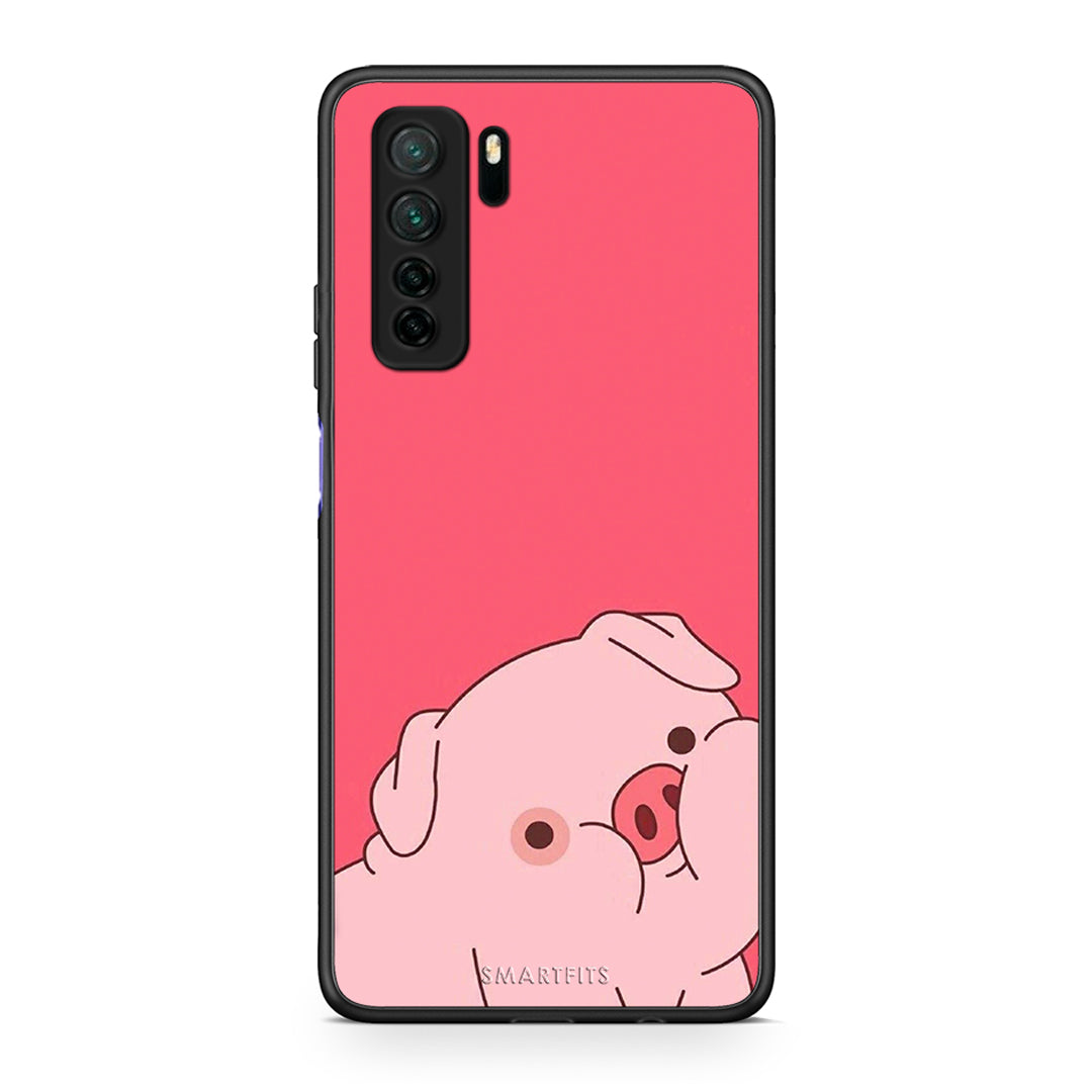 Θήκη Huawei P40 Lite 5G Pig Love 1 από τη Smartfits με σχέδιο στο πίσω μέρος και μαύρο περίβλημα | Huawei P40 Lite 5G Pig Love 1 Case with Colorful Back and Black Bezels