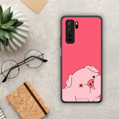 Θήκη Huawei P40 Lite 5G Pig Love 1 από τη Smartfits με σχέδιο στο πίσω μέρος και μαύρο περίβλημα | Huawei P40 Lite 5G Pig Love 1 Case with Colorful Back and Black Bezels