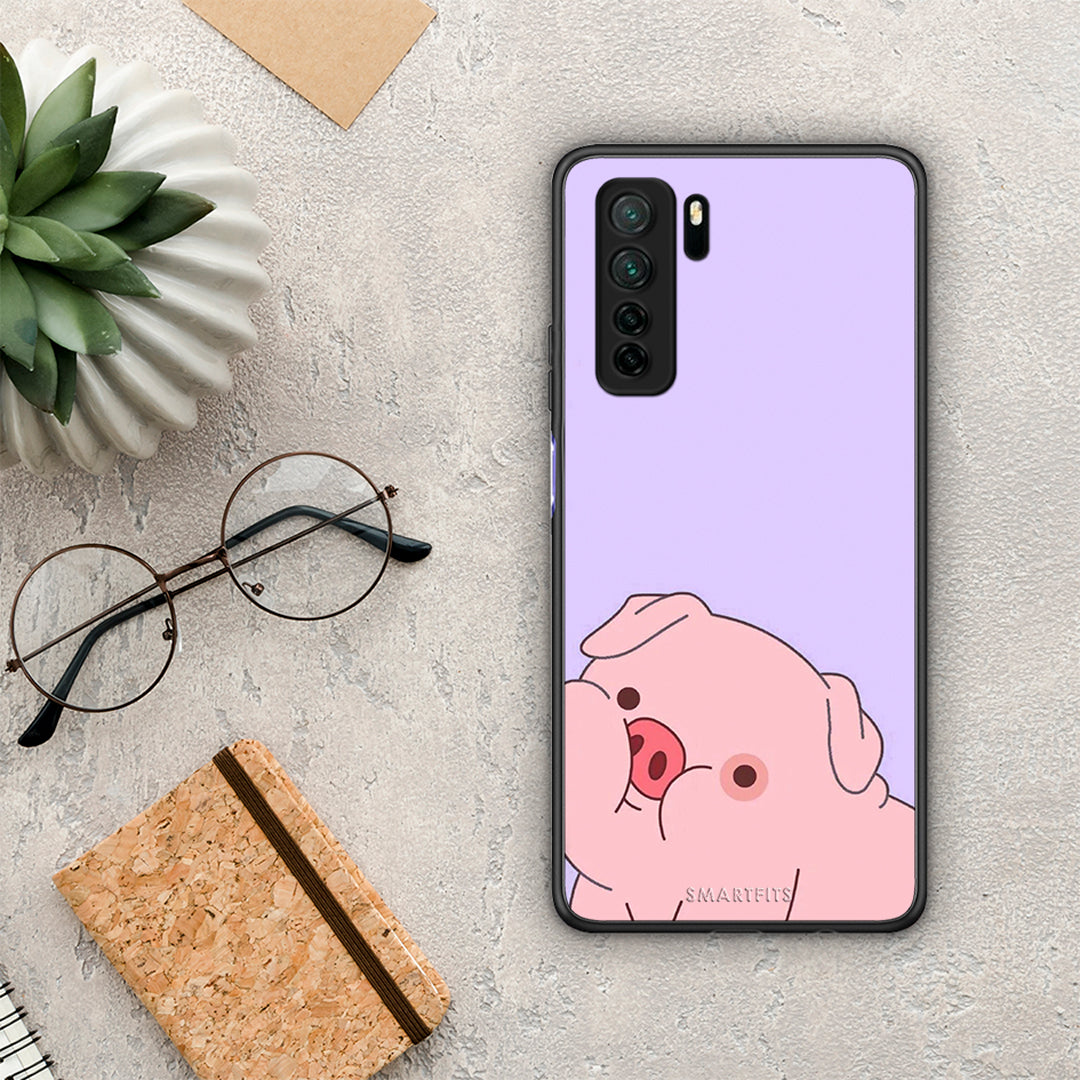 Θήκη Huawei P40 Lite 5G Pig Love 2 από τη Smartfits με σχέδιο στο πίσω μέρος και μαύρο περίβλημα | Huawei P40 Lite 5G Pig Love 2 Case with Colorful Back and Black Bezels