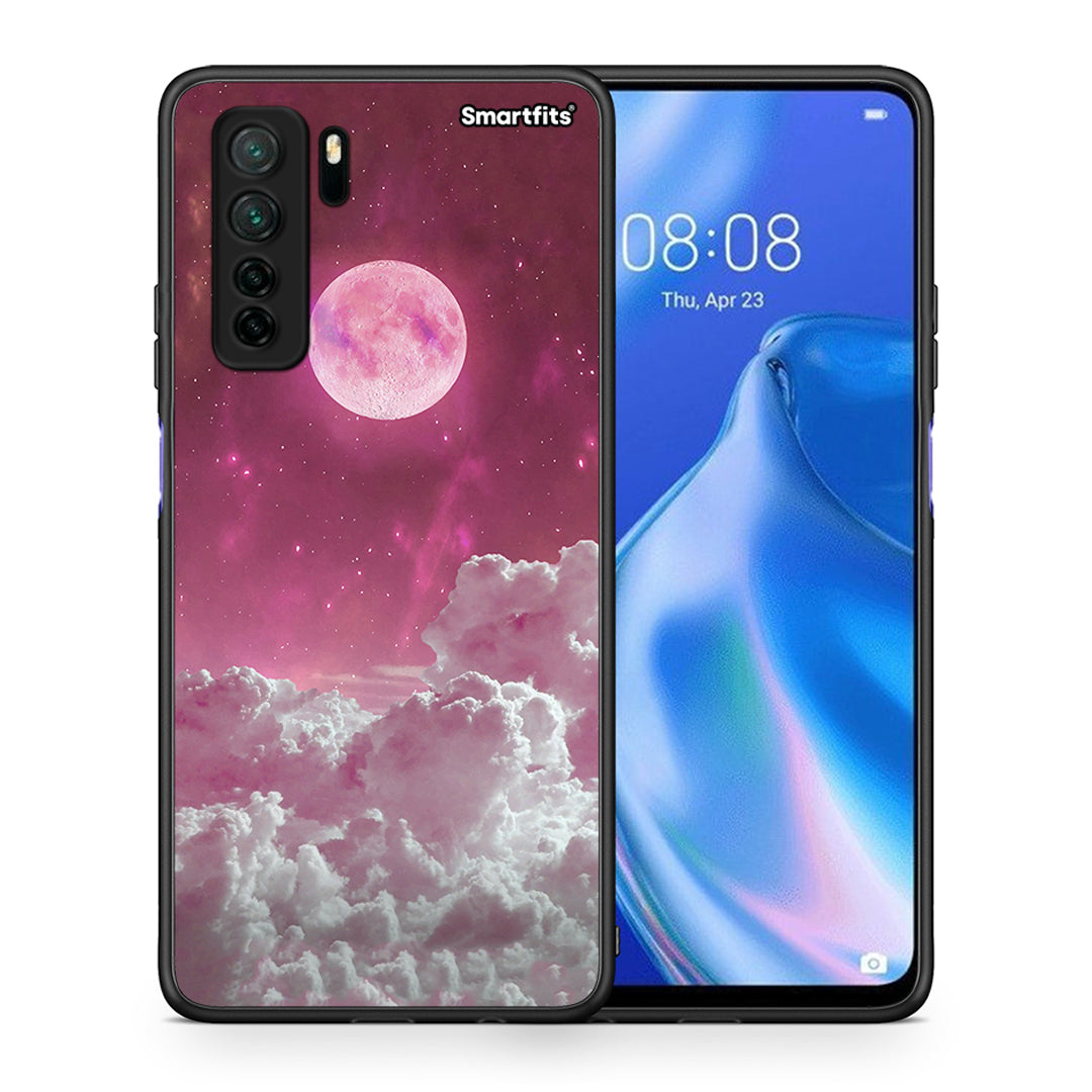 Θήκη Huawei P40 Lite 5G Pink Moon από τη Smartfits με σχέδιο στο πίσω μέρος και μαύρο περίβλημα | Huawei P40 Lite 5G Pink Moon Case with Colorful Back and Black Bezels