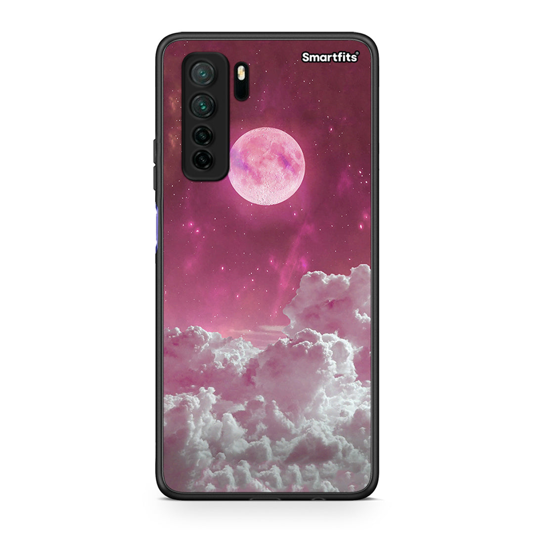 Θήκη Huawei P40 Lite 5G Pink Moon από τη Smartfits με σχέδιο στο πίσω μέρος και μαύρο περίβλημα | Huawei P40 Lite 5G Pink Moon Case with Colorful Back and Black Bezels