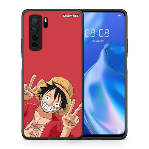 Θήκη Huawei P40 Lite 5G Pirate Luffy από τη Smartfits με σχέδιο στο πίσω μέρος και μαύρο περίβλημα | Huawei P40 Lite 5G Pirate Luffy Case with Colorful Back and Black Bezels