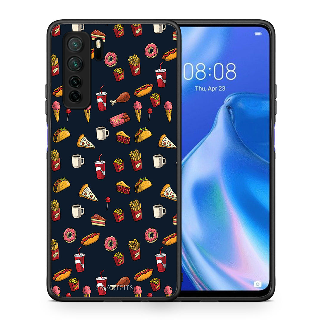 Θήκη Huawei P40 Lite 5G Random Hungry από τη Smartfits με σχέδιο στο πίσω μέρος και μαύρο περίβλημα | Huawei P40 Lite 5G Random Hungry Case with Colorful Back and Black Bezels