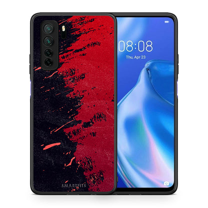 Θήκη Huawei P40 Lite 5G Red Paint από τη Smartfits με σχέδιο στο πίσω μέρος και μαύρο περίβλημα | Huawei P40 Lite 5G Red Paint Case with Colorful Back and Black Bezels