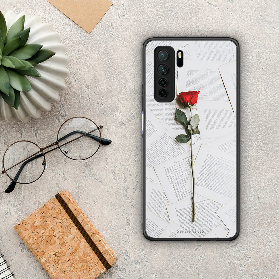 Θήκη Huawei P40 Lite 5G Red Rose από τη Smartfits με σχέδιο στο πίσω μέρος και μαύρο περίβλημα | Huawei P40 Lite 5G Red Rose Case with Colorful Back and Black Bezels