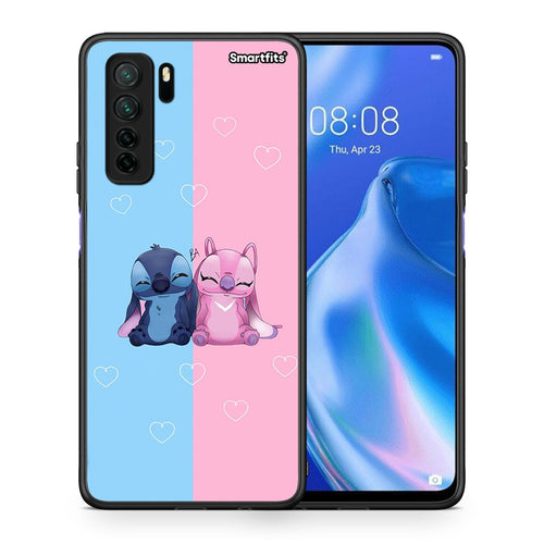 Θήκη Huawei P40 Lite 5G Stitch And Angel από τη Smartfits με σχέδιο στο πίσω μέρος και μαύρο περίβλημα | Huawei P40 Lite 5G Stitch And Angel Case with Colorful Back and Black Bezels