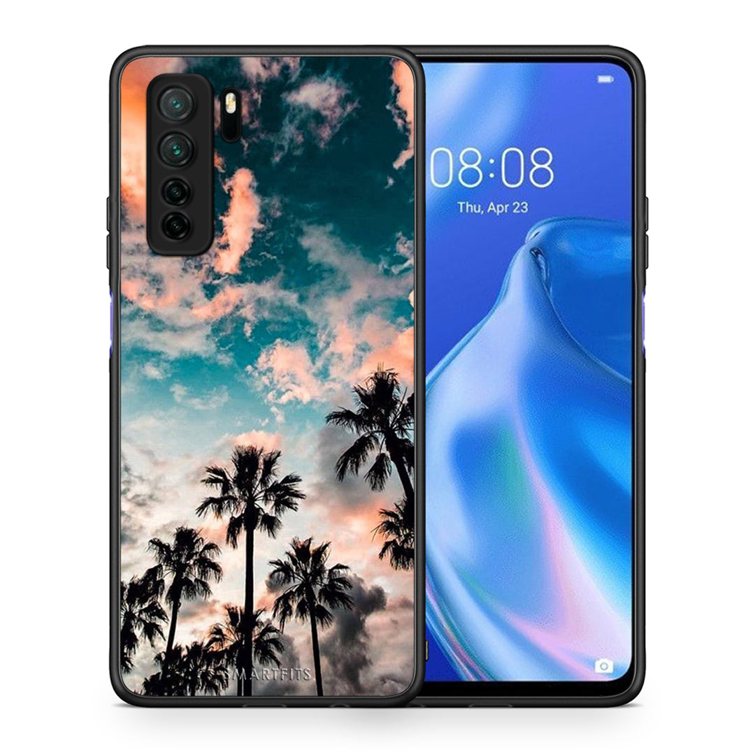 Θήκη Huawei P40 Lite 5G Summer Sky από τη Smartfits με σχέδιο στο πίσω μέρος και μαύρο περίβλημα | Huawei P40 Lite 5G Summer Sky Case with Colorful Back and Black Bezels