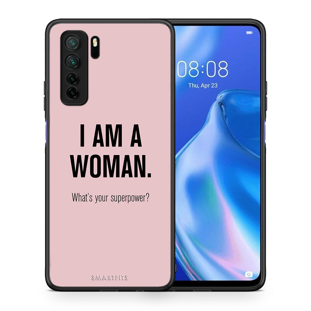 Θήκη Huawei P40 Lite 5G Superpower Woman από τη Smartfits με σχέδιο στο πίσω μέρος και μαύρο περίβλημα | Huawei P40 Lite 5G Superpower Woman Case with Colorful Back and Black Bezels