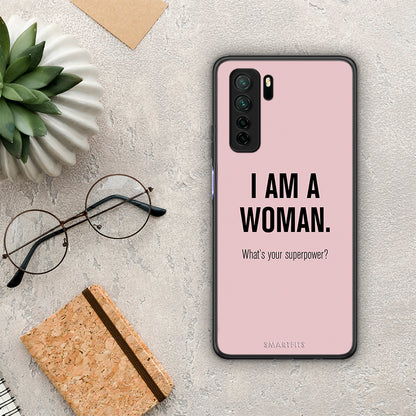 Θήκη Huawei P40 Lite 5G Superpower Woman από τη Smartfits με σχέδιο στο πίσω μέρος και μαύρο περίβλημα | Huawei P40 Lite 5G Superpower Woman Case with Colorful Back and Black Bezels
