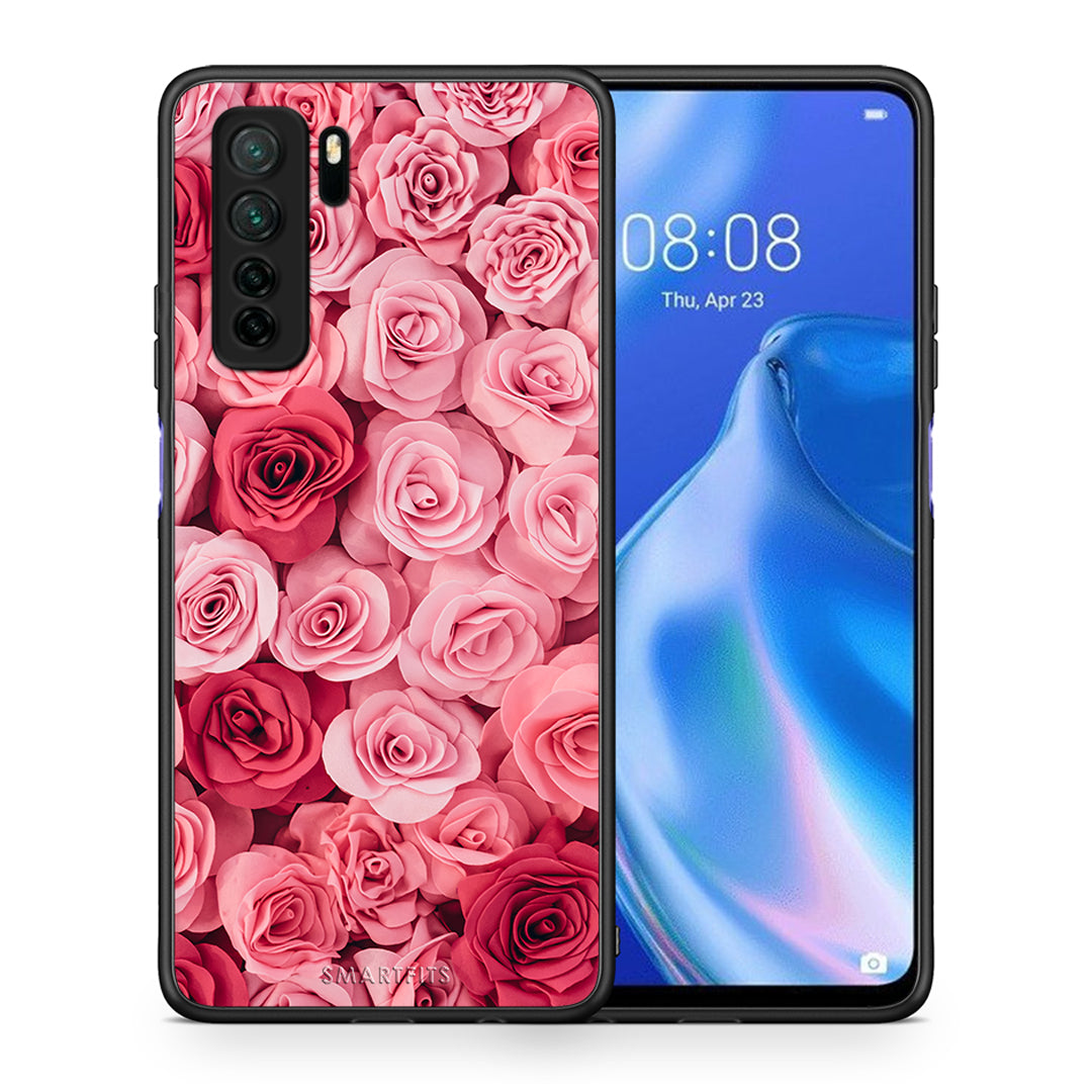 Θήκη Huawei P40 Lite 5G Valentine RoseGarden από τη Smartfits με σχέδιο στο πίσω μέρος και μαύρο περίβλημα | Huawei P40 Lite 5G Valentine RoseGarden Case with Colorful Back and Black Bezels