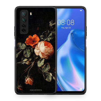 Θήκη Huawei P40 Lite 5G Vintage Roses από τη Smartfits με σχέδιο στο πίσω μέρος και μαύρο περίβλημα | Huawei P40 Lite 5G Vintage Roses Case with Colorful Back and Black Bezels