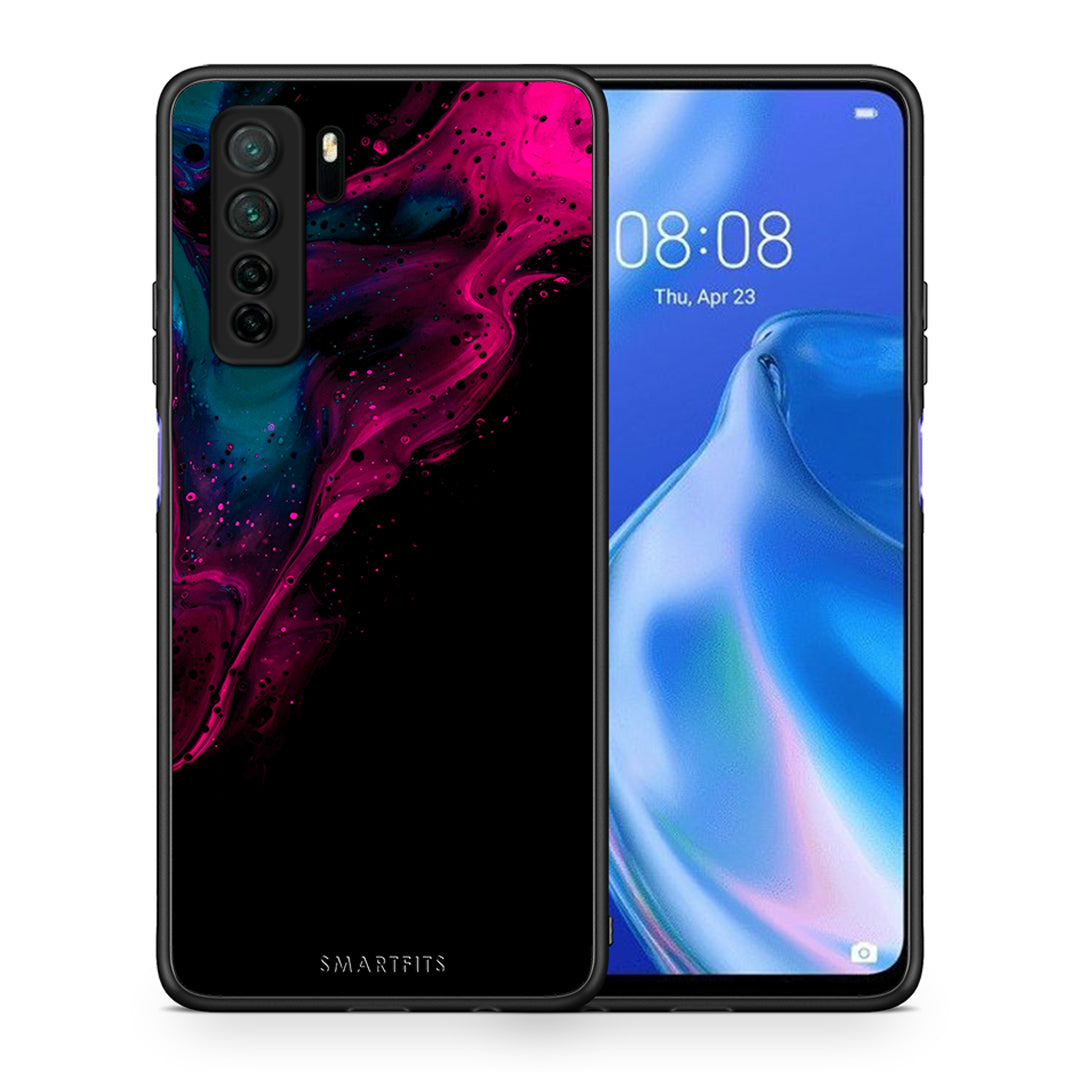Θήκη Huawei P40 Lite 5G Watercolor Pink Black από τη Smartfits με σχέδιο στο πίσω μέρος και μαύρο περίβλημα | Huawei P40 Lite 5G Watercolor Pink Black Case with Colorful Back and Black Bezels