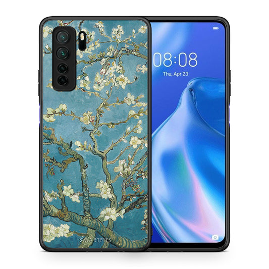 Θήκη Huawei P40 Lite 5G White Blossoms από τη Smartfits με σχέδιο στο πίσω μέρος και μαύρο περίβλημα | Huawei P40 Lite 5G White Blossoms Case with Colorful Back and Black Bezels