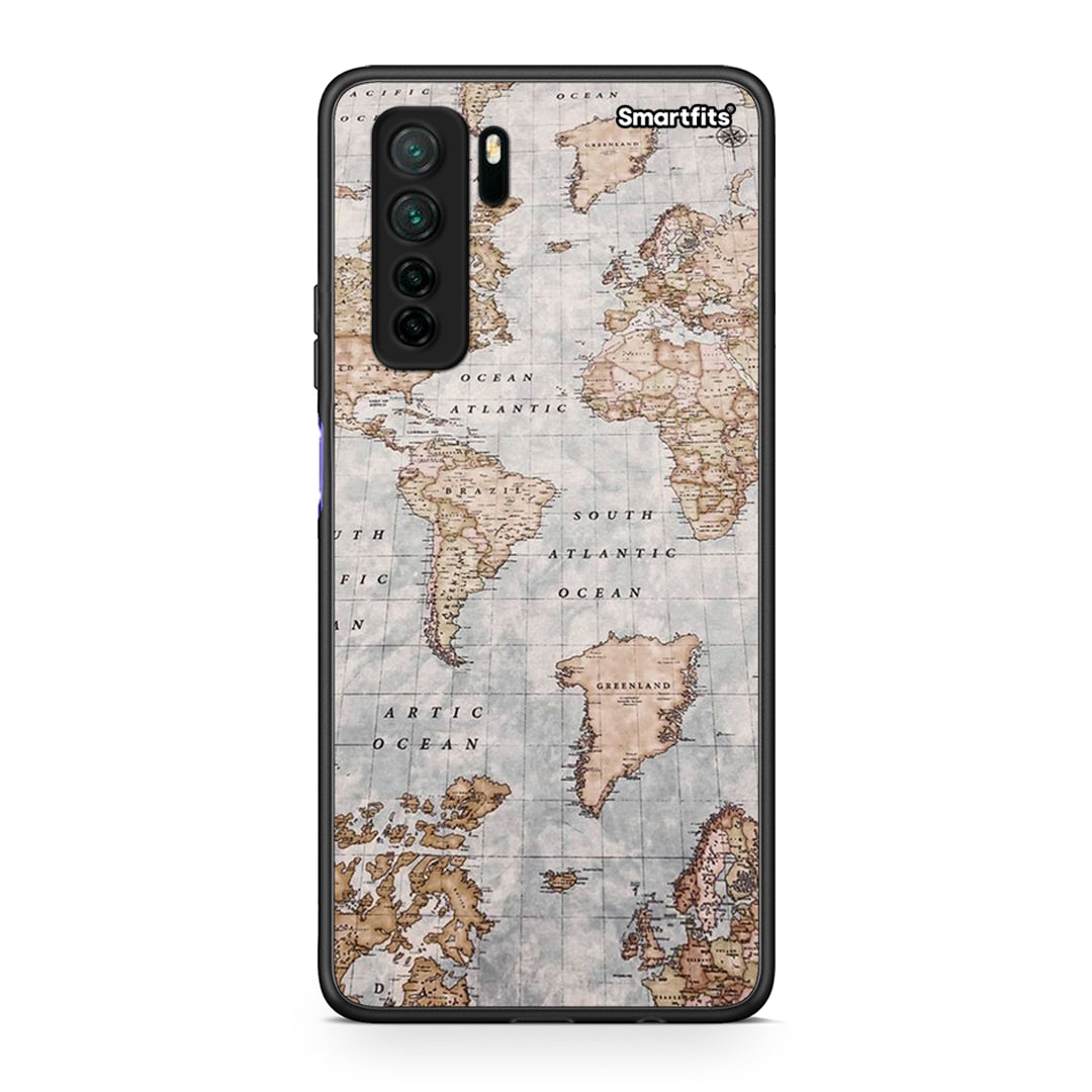 Θήκη Huawei P40 Lite 5G World Map από τη Smartfits με σχέδιο στο πίσω μέρος και μαύρο περίβλημα | Huawei P40 Lite 5G World Map Case with Colorful Back and Black Bezels