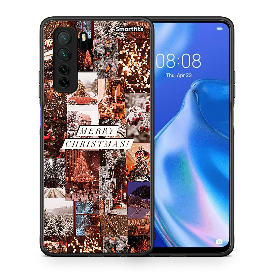 Θήκη Huawei P40 Lite 5G Xmas Collage από τη Smartfits με σχέδιο στο πίσω μέρος και μαύρο περίβλημα | Huawei P40 Lite 5G Xmas Collage Case with Colorful Back and Black Bezels