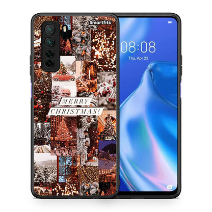 Θήκη Huawei P40 Lite 5G Xmas Collage από τη Smartfits με σχέδιο στο πίσω μέρος και μαύρο περίβλημα | Huawei P40 Lite 5G Xmas Collage Case with Colorful Back and Black Bezels