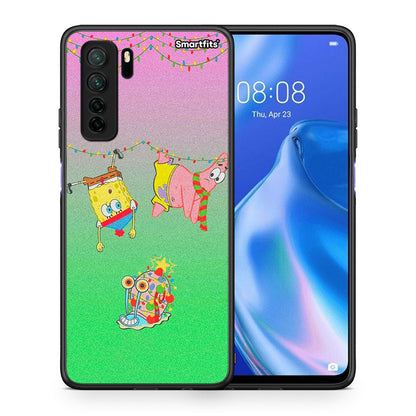 Θήκη Huawei P40 Lite 5G Xmas Lights από τη Smartfits με σχέδιο στο πίσω μέρος και μαύρο περίβλημα | Huawei P40 Lite 5G Xmas Lights Case with Colorful Back and Black Bezels