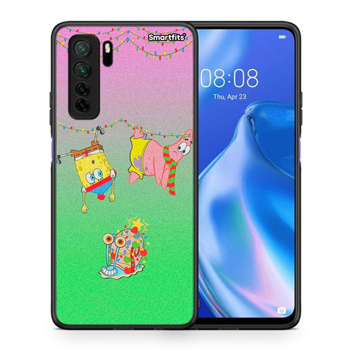 Θήκη Huawei P40 Lite 5G Xmas Lights από τη Smartfits με σχέδιο στο πίσω μέρος και μαύρο περίβλημα | Huawei P40 Lite 5G Xmas Lights Case with Colorful Back and Black Bezels