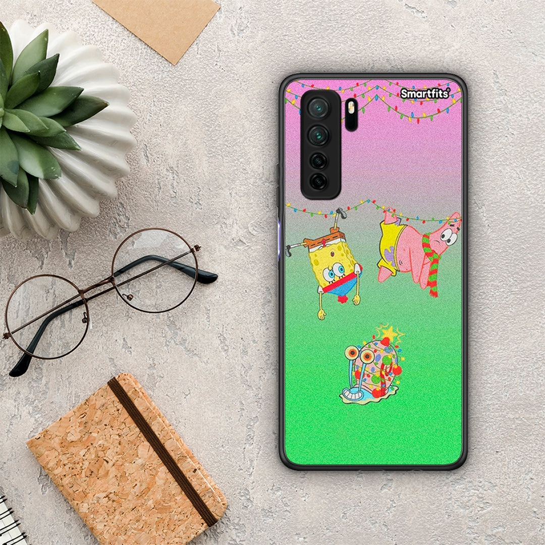 Θήκη Huawei P40 Lite 5G Xmas Lights από τη Smartfits με σχέδιο στο πίσω μέρος και μαύρο περίβλημα | Huawei P40 Lite 5G Xmas Lights Case with Colorful Back and Black Bezels