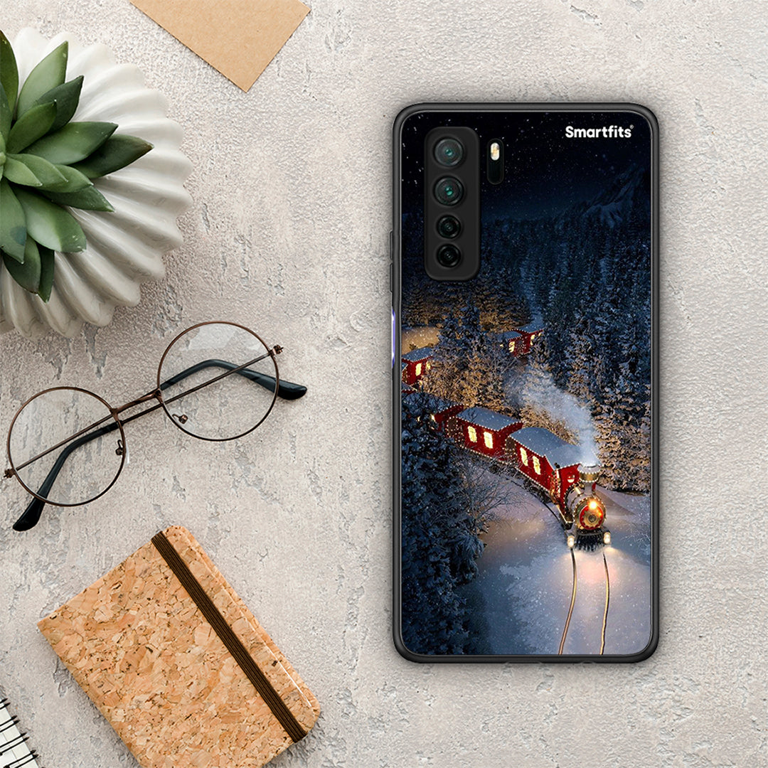 Θήκη Huawei P40 Lite 5G Xmas Train από τη Smartfits με σχέδιο στο πίσω μέρος και μαύρο περίβλημα | Huawei P40 Lite 5G Xmas Train Case with Colorful Back and Black Bezels