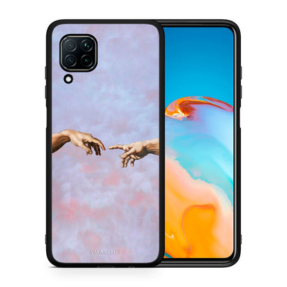 Θήκη Huawei P40 Lite Adam Hand από τη Smartfits με σχέδιο στο πίσω μέρος και μαύρο περίβλημα | Huawei P40 Lite Adam Hand case with colorful back and black bezels