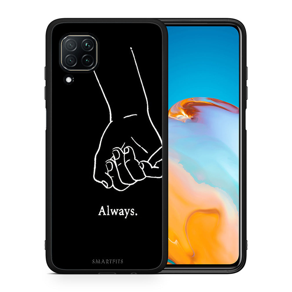 Θήκη Αγίου Βαλεντίνου Huawei P40 Lite Always & Forever 1 από τη Smartfits με σχέδιο στο πίσω μέρος και μαύρο περίβλημα | Huawei P40 Lite Always & Forever 1 case with colorful back and black bezels