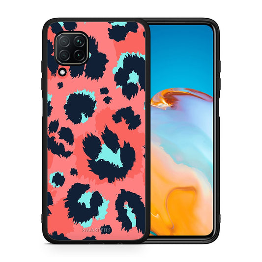 Θήκη Huawei P40 Lite Pink Leopard Animal από τη Smartfits με σχέδιο στο πίσω μέρος και μαύρο περίβλημα | Huawei P40 Lite Pink Leopard Animal case with colorful back and black bezels