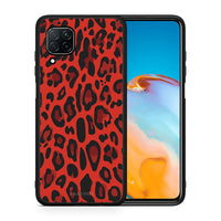 Thumbnail for Θήκη Huawei P40 Lite Red Leopard Animal από τη Smartfits με σχέδιο στο πίσω μέρος και μαύρο περίβλημα | Huawei P40 Lite Red Leopard Animal case with colorful back and black bezels