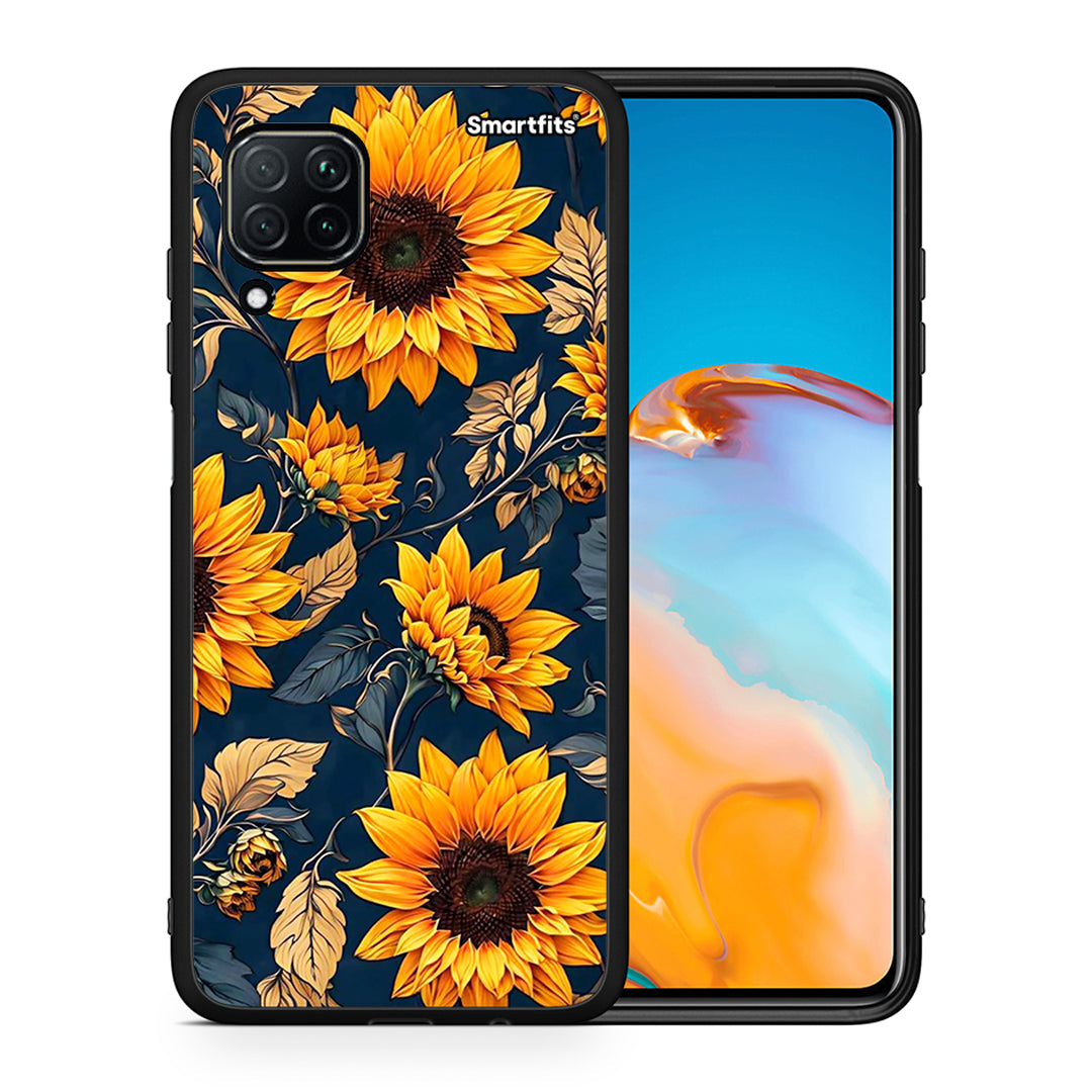 Θήκη Huawei P40 Lite Autumn Sunflowers από τη Smartfits με σχέδιο στο πίσω μέρος και μαύρο περίβλημα | Huawei P40 Lite Autumn Sunflowers case with colorful back and black bezels