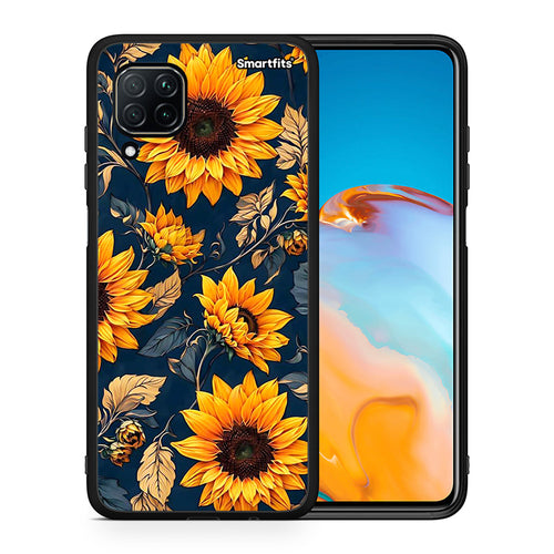 Θήκη Huawei P40 Lite Autumn Sunflowers από τη Smartfits με σχέδιο στο πίσω μέρος και μαύρο περίβλημα | Huawei P40 Lite Autumn Sunflowers case with colorful back and black bezels