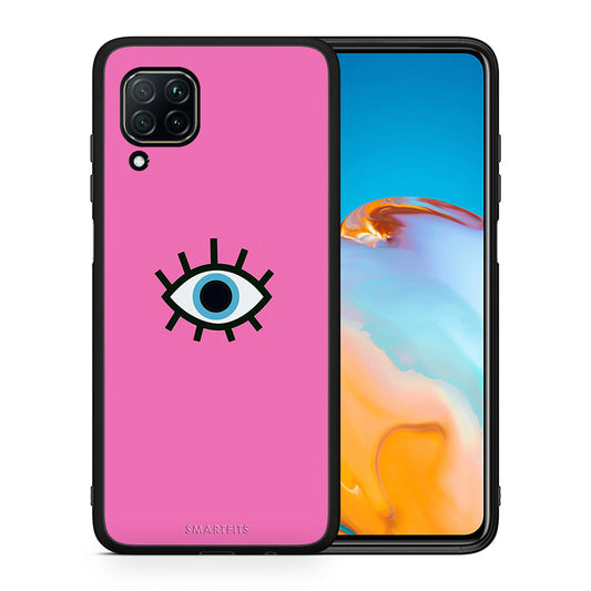 Θήκη Huawei P40 Lite Blue Eye Pink από τη Smartfits με σχέδιο στο πίσω μέρος και μαύρο περίβλημα | Huawei P40 Lite Blue Eye Pink case with colorful back and black bezels