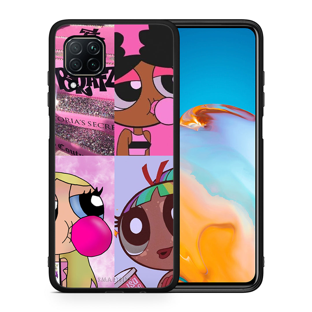 Θήκη Αγίου Βαλεντίνου Huawei P40 Lite Bubble Girls από τη Smartfits με σχέδιο στο πίσω μέρος και μαύρο περίβλημα | Huawei P40 Lite Bubble Girls case with colorful back and black bezels