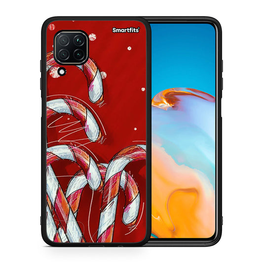 Θήκη Huawei P40 Lite Candy Cane από τη Smartfits με σχέδιο στο πίσω μέρος και μαύρο περίβλημα | Huawei P40 Lite Candy Cane case with colorful back and black bezels