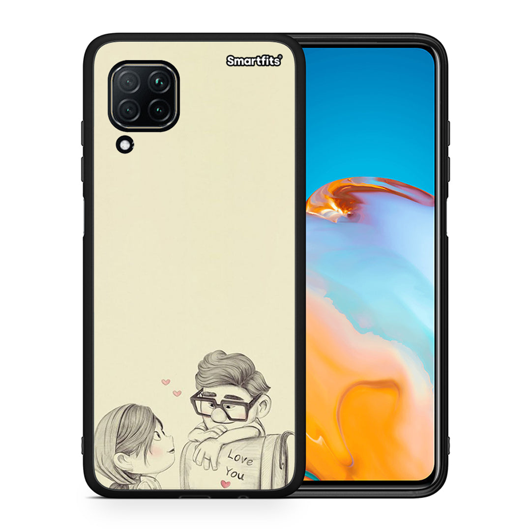 Θήκη Huawei P40 Lite Carl And Ellie από τη Smartfits με σχέδιο στο πίσω μέρος και μαύρο περίβλημα | Huawei P40 Lite Carl And Ellie case with colorful back and black bezels