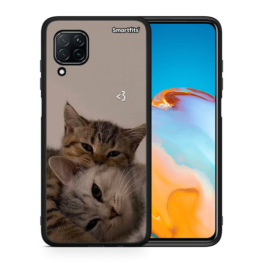 Θήκη Huawei P40 Lite Cats In Love από τη Smartfits με σχέδιο στο πίσω μέρος και μαύρο περίβλημα | Huawei P40 Lite Cats In Love case with colorful back and black bezels