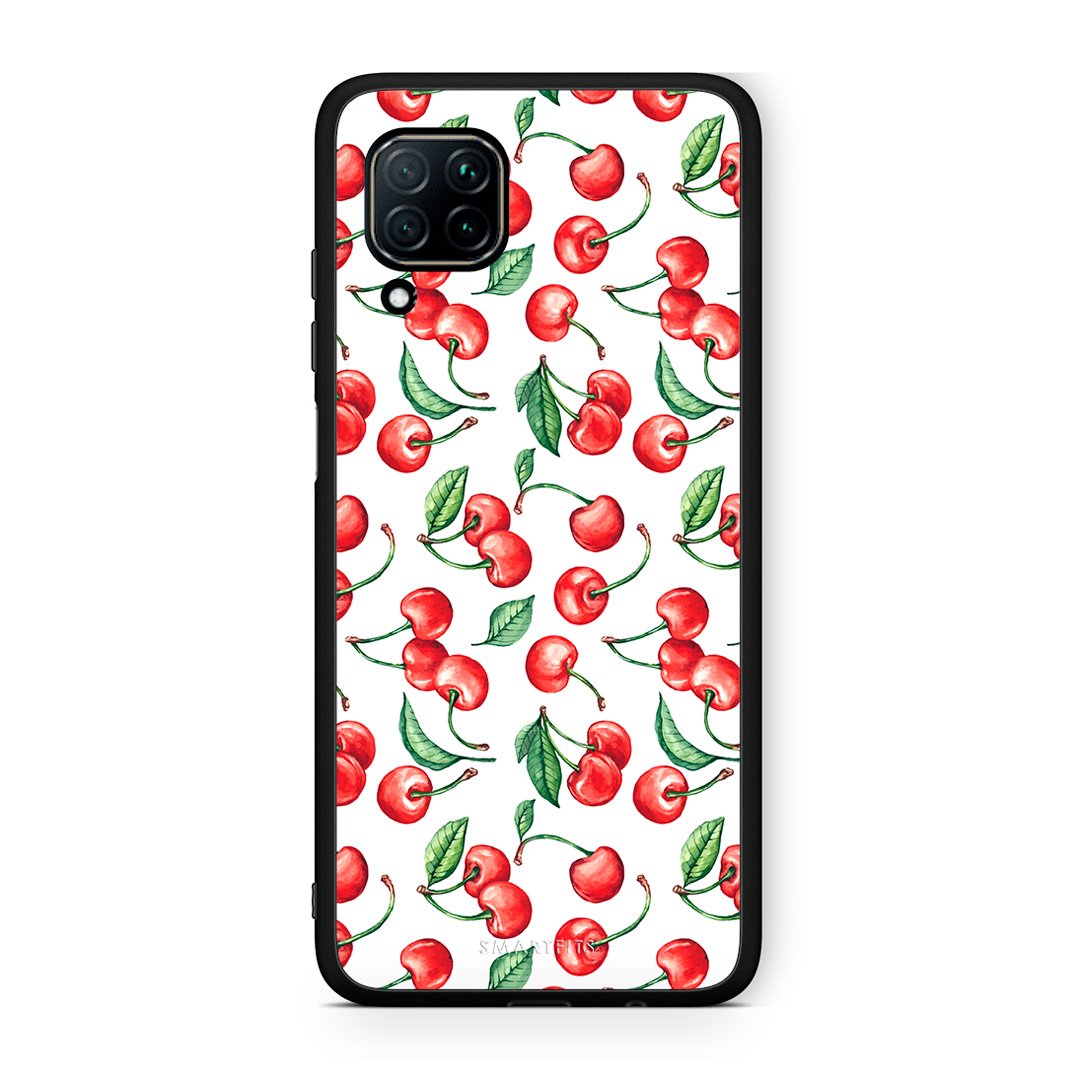 Huawei P40 Lite Cherry Summer θήκη από τη Smartfits με σχέδιο στο πίσω μέρος και μαύρο περίβλημα | Smartphone case with colorful back and black bezels by Smartfits