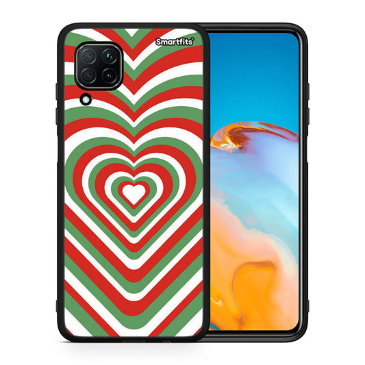 Θήκη Huawei P40 Lite Christmas Hearts από τη Smartfits με σχέδιο στο πίσω μέρος και μαύρο περίβλημα | Huawei P40 Lite Christmas Hearts case with colorful back and black bezels