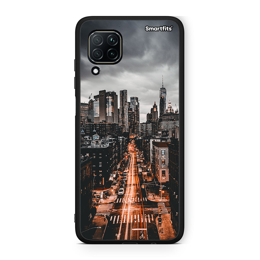 Huawei P40 Lite City Lights θήκη από τη Smartfits με σχέδιο στο πίσω μέρος και μαύρο περίβλημα | Smartphone case with colorful back and black bezels by Smartfits