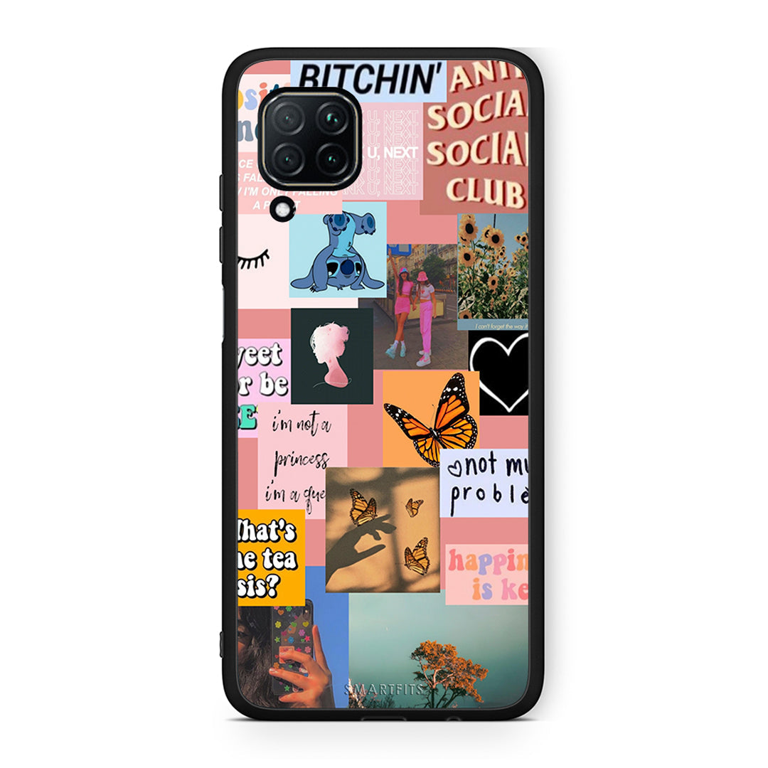 Huawei P40 Lite Collage Bitchin Θήκη Αγίου Βαλεντίνου από τη Smartfits με σχέδιο στο πίσω μέρος και μαύρο περίβλημα | Smartphone case with colorful back and black bezels by Smartfits