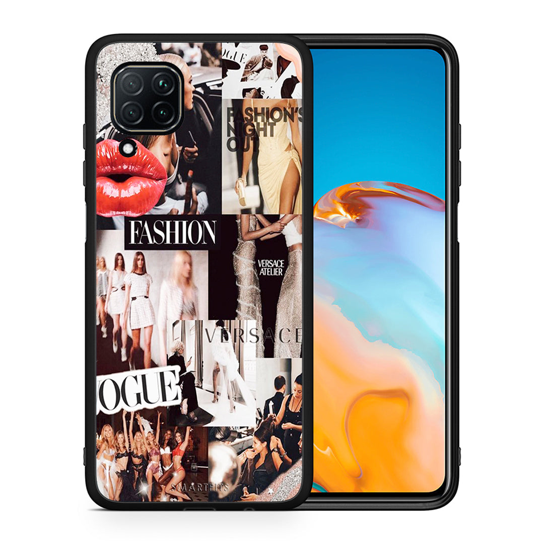 Θήκη Αγίου Βαλεντίνου Huawei P40 Lite Collage Fashion από τη Smartfits με σχέδιο στο πίσω μέρος και μαύρο περίβλημα | Huawei P40 Lite Collage Fashion case with colorful back and black bezels