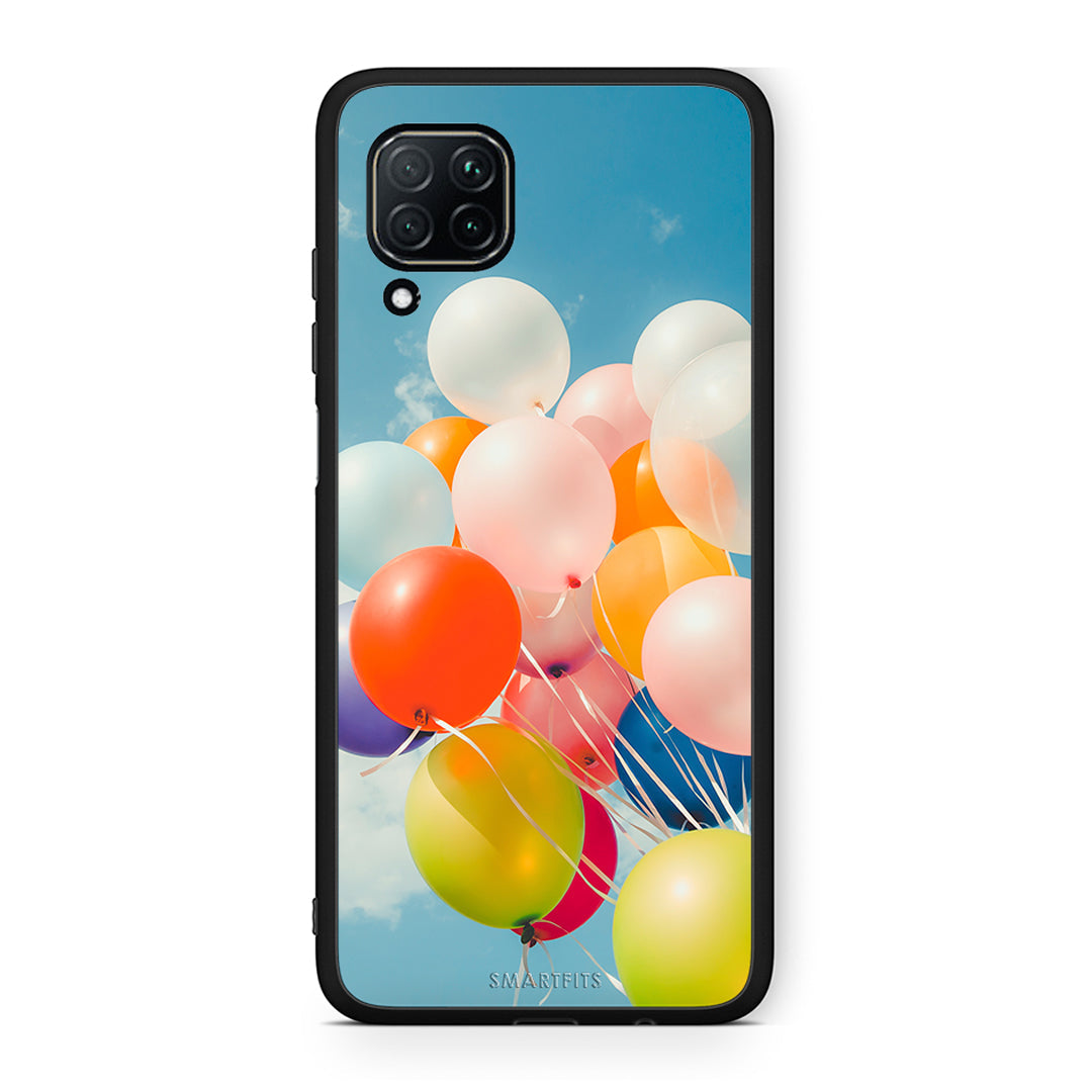Huawei P40 Lite Colorful Balloons θήκη από τη Smartfits με σχέδιο στο πίσω μέρος και μαύρο περίβλημα | Smartphone case with colorful back and black bezels by Smartfits