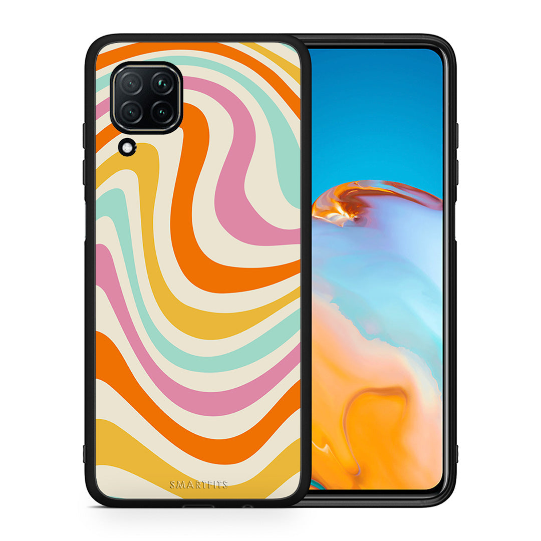 Θήκη Huawei P40 Lite Colourful Waves από τη Smartfits με σχέδιο στο πίσω μέρος και μαύρο περίβλημα | Huawei P40 Lite Colourful Waves case with colorful back and black bezels