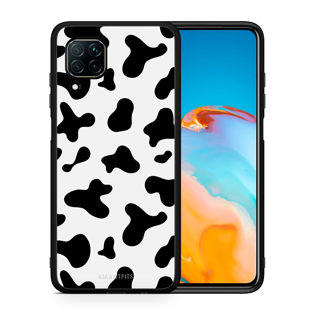 Θήκη Huawei P40 Lite Cow Print από τη Smartfits με σχέδιο στο πίσω μέρος και μαύρο περίβλημα | Huawei P40 Lite Cow Print case with colorful back and black bezels