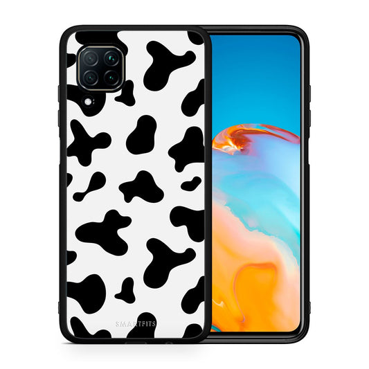 Θήκη Huawei P40 Lite Cow Print από τη Smartfits με σχέδιο στο πίσω μέρος και μαύρο περίβλημα | Huawei P40 Lite Cow Print case with colorful back and black bezels